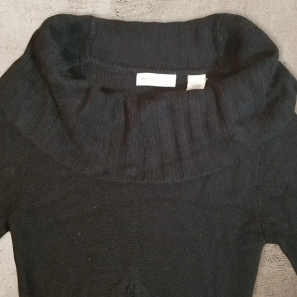 Anthro Sleeping On Snow | Black Cable Knit Sweater Dress Sz XS - Picture 3 of 7